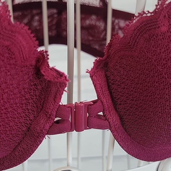 Auden racerback underwire bra with front closure - burgundy red Size 36D - Picture 3 of 9